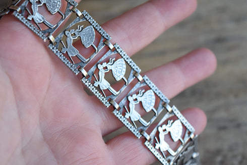 Romance Sterling Silver Panel Bracelet