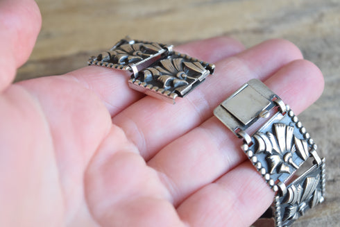 Ribbon Sterling Silver Panel Bracelet