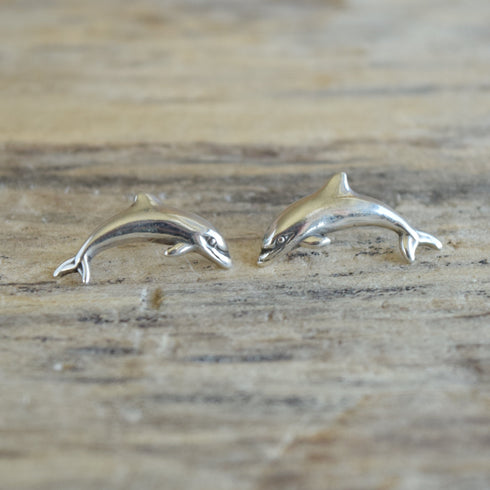 Large Dolphin Sterling Stud Earrings