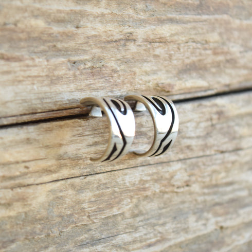 Hopi Crafts Silver Hoop Earrings - Tony Kyasyousie