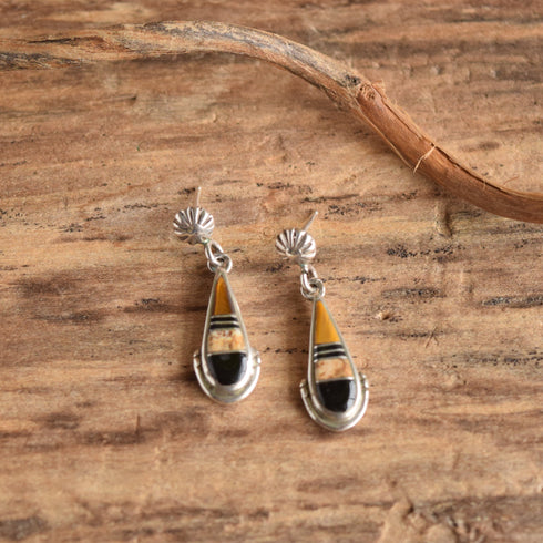 Rick Tolino Inlay Navajo Drop Earrings