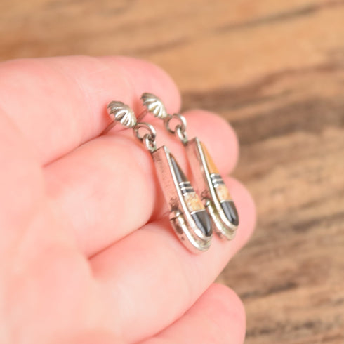 Rick Tolino Navajo Inlay Onxy, Jasper & Tiger Eye Earrings