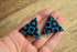 Blue & Black Geometric Triangle Earrings