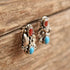 Turquoise & Coral Native American Earrings - Signed VB