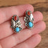 Turquoise & Coral Native American Earrings - Signed VB