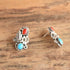 Turquoise & Coral Native American Earrings - Signed VB