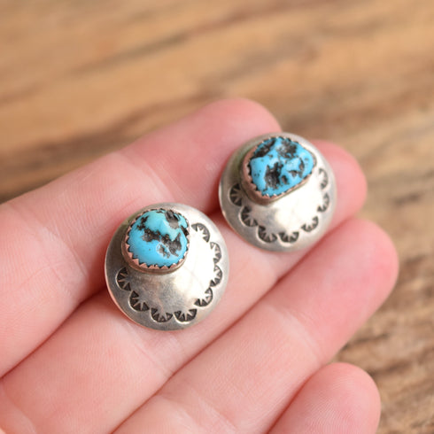 Disc Turquoise Nugget Earrings
