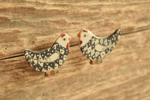 Harlequin Chicken Earrings