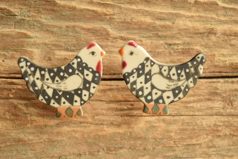 Harlequin Chicken Earrings