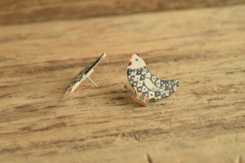 Harlequin Chicken Earrings