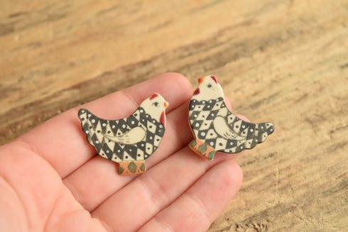Harlequin Chicken Earrings