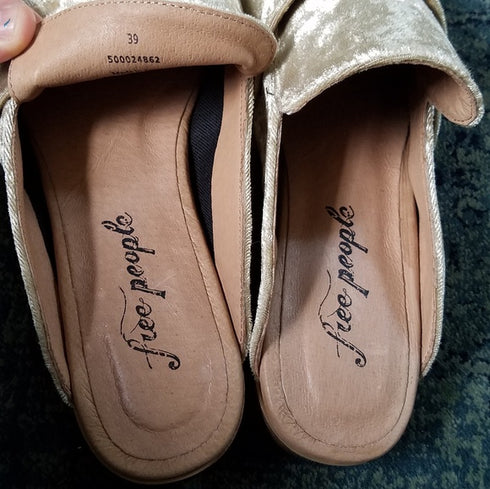Free People At Ease Golden Velvet Loafers