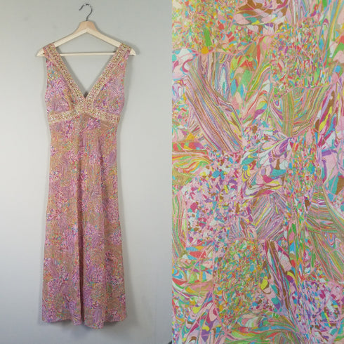 psychedelic nightgown vintage dress marbled