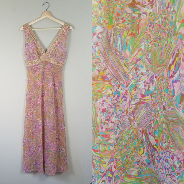 psychedelic nightgown vintage dress marbled