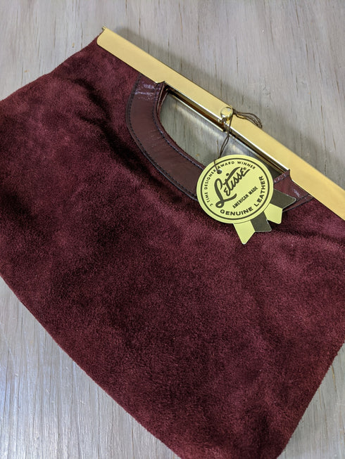 Maroon Suede Clutch by Letisse