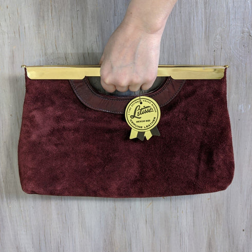 Maroon Suede Clutch by Letisse