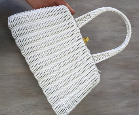 White Woven Basket Purse by Magid