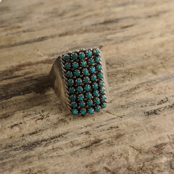 Pete and Vivian Haloo Zuni Ring Snake Eye Turquoise