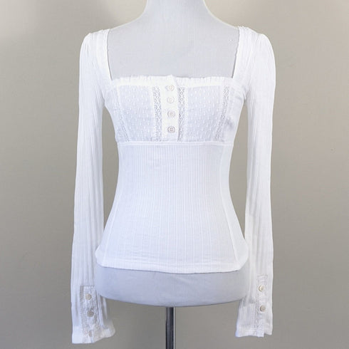 Free People BOHO Ivory Sugar Sugar Top XS