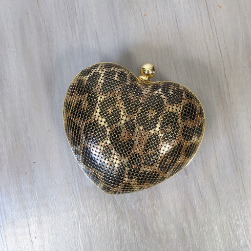 Leopard Print Heart Miniaudière - Whiting & Davis