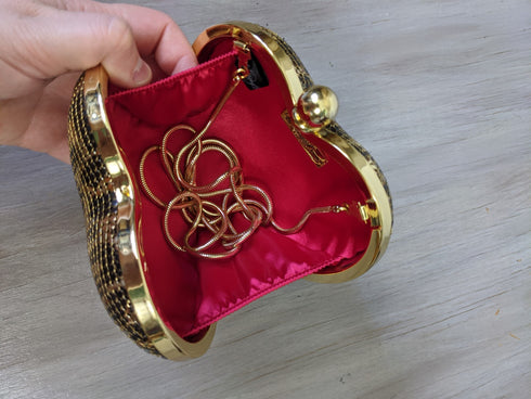 Leopard Print Heart Miniaudière - Whiting & Davis