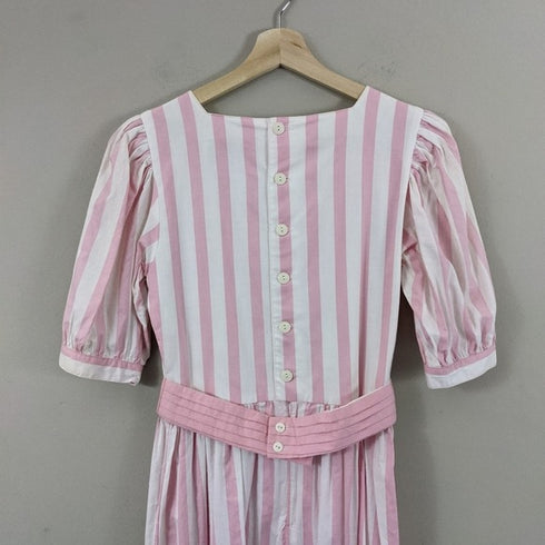 Vintage 80's Pink Seaside Cotton Dress - Size 7/8