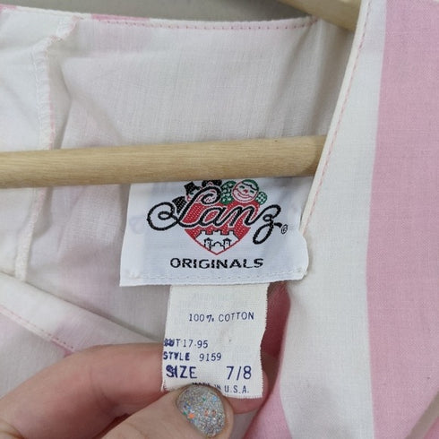 Vintage 80's Pink Seaside Cotton Dress - Size 7/8