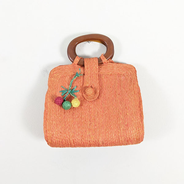Vintage Cherry Woven Handbag