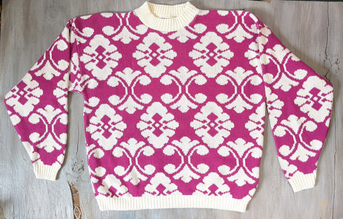 Pink and Cream Cotton Sweater
