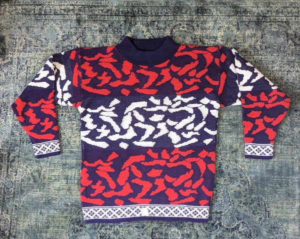 1980's Blue Abstract Sweater