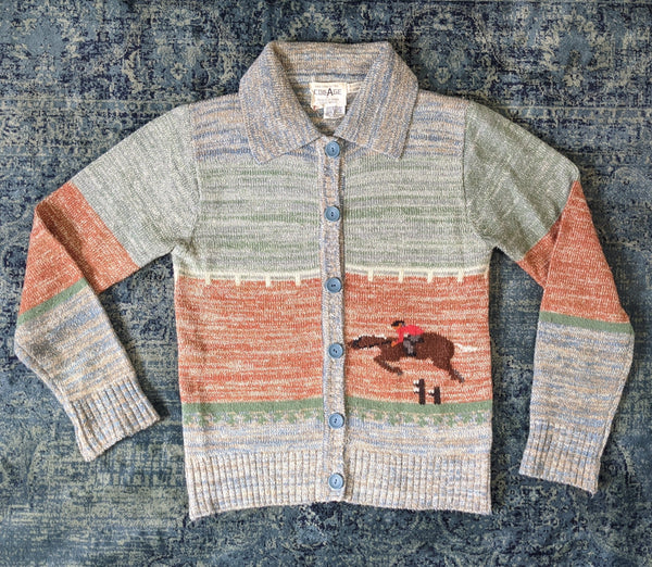 1970's vintage novelty equestrian jumper cardigan sweater