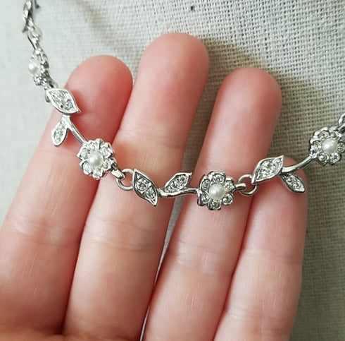 Swarovski Daisy Chain Pearl and Rhinestone Necklace