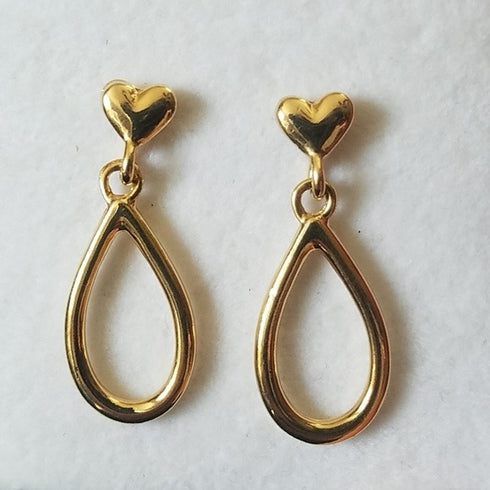 Golden Heart Drop Earrings