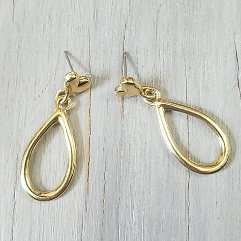 Golden Heart Drop Earrings