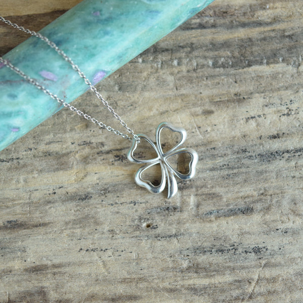 Vintage Sterling Silver Four Leaf Clover Necklace