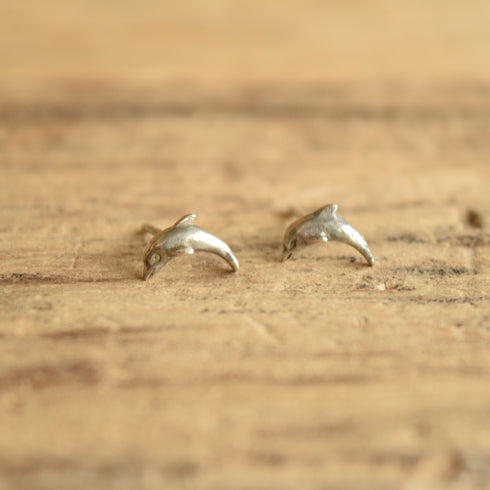 vintage sterling dolphin stud earrings