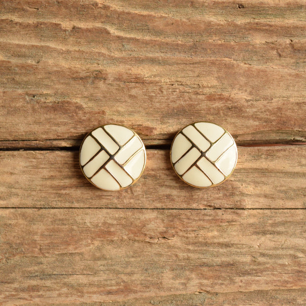 Cream Enamel Earrings