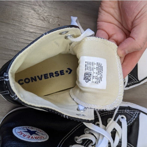 Black leather high top Converse - Size 6