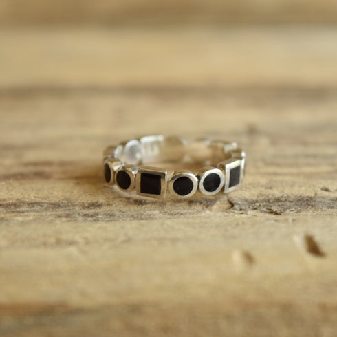 Sterling and black band ring size 8