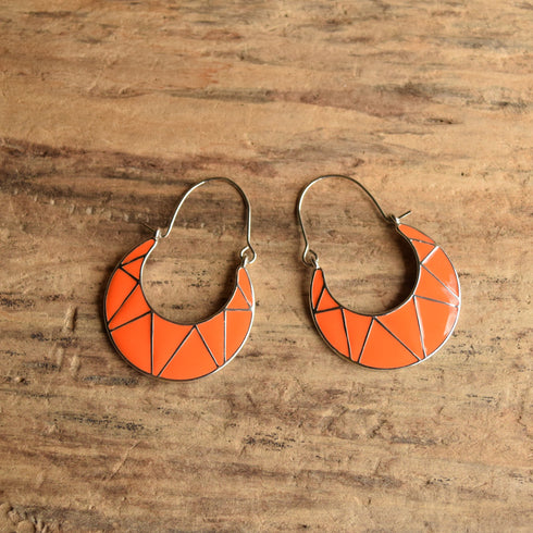 Modern Briant Neow Orange Dangle hoop earrings
