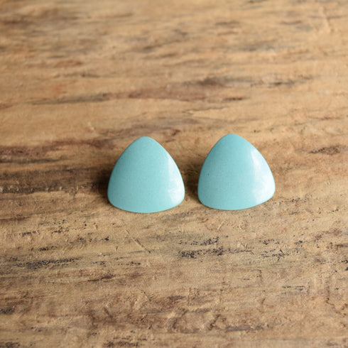 sky blue 1980's metal triangle earrings