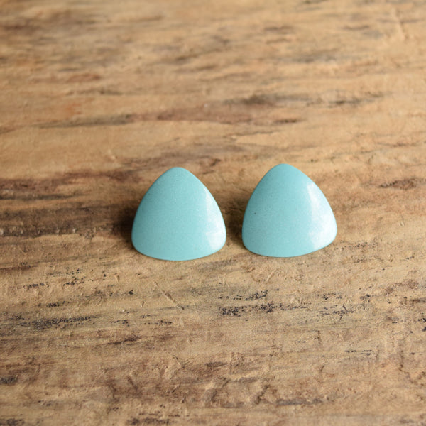 sky blue 1980's metal triangle earrings