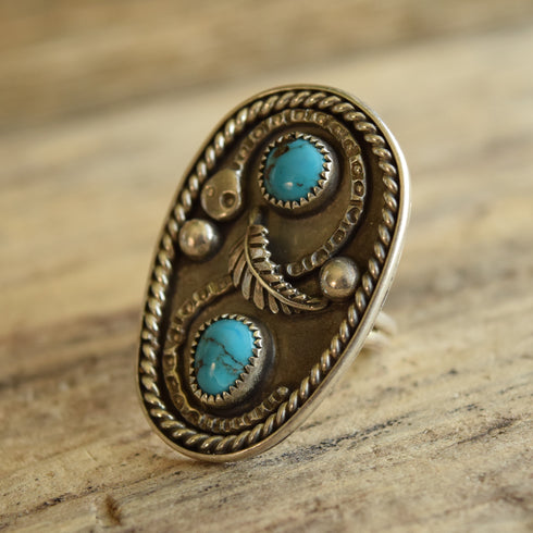 Turquoise Rattle Snake Ring - Size 10