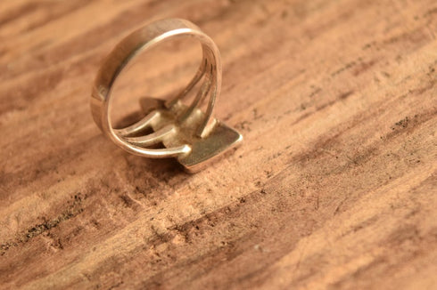 Green Turquoise Inlay Ring - Size 10 1/4