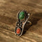 Size 7 Turquoise and Coral Native American Ring in Sterling
