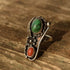 Size 7 Turquoise and Coral Native American Ring in Sterling