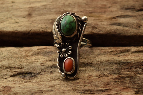 Size 6.5 Turquoise Coral Ring