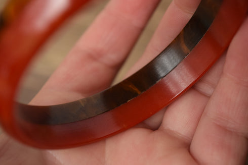 Bakelite - Red and Brown Laminate bakelite bracelet