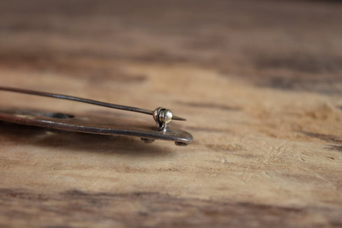 Long Marcasite Blue Brooch