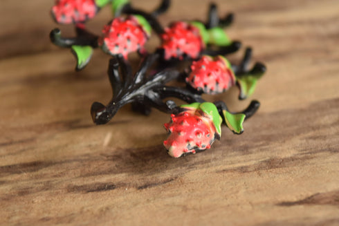 Black Strawberry Tree Brooch - Strawberry brooch